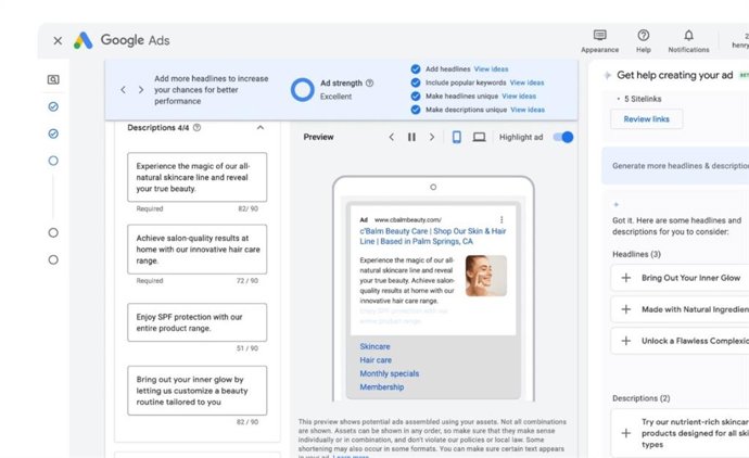 Google implementa su IA Gemini en la experiencia conversacional de su servicio Google Ads.