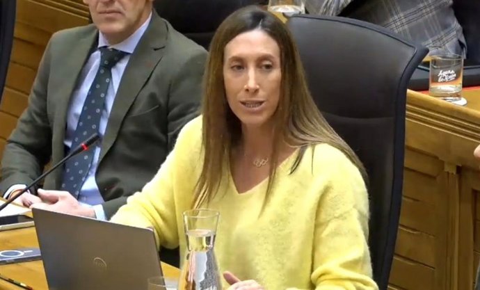 La vicealcaldesa y concejala de Economía, Empleo, Turismo e Innovación del Ayuntamiento de Gijón, Ángela Pumariega, durante su intervención en el Pleno Municipal.