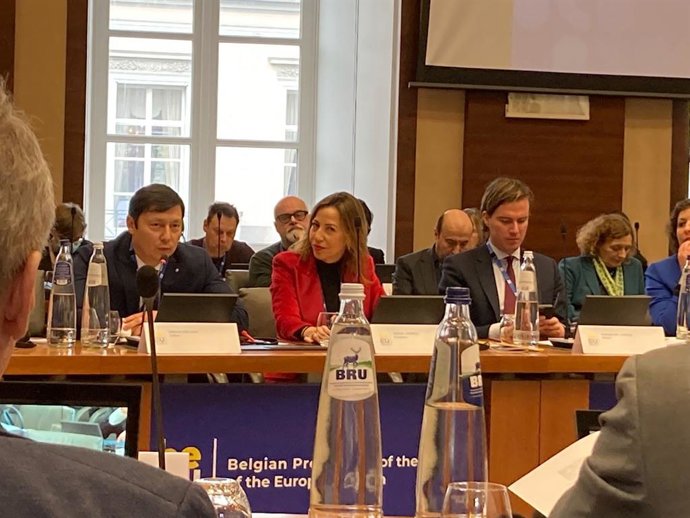 La alcaldesa de Zaragoza, Natalia Chueca, en el foro de ciudades celebrado en Bruselas.