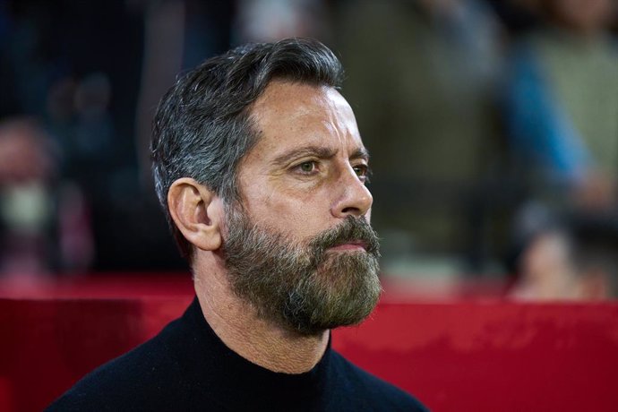 Quique Sanchez Flores, head coach of Sevilla FC, looks on during the Spanish league, LaLiga EA Sports, football match played between Sevilla FC and Deportivo Alaves at Ramon Sanchez-Pizjuan stadium on January 12, 2024, in Sevilla, Spain.