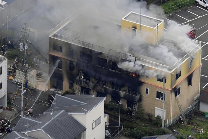 Archivo - Edificio de la empresa Kyoto Animation tras sufrir un incendio provocado