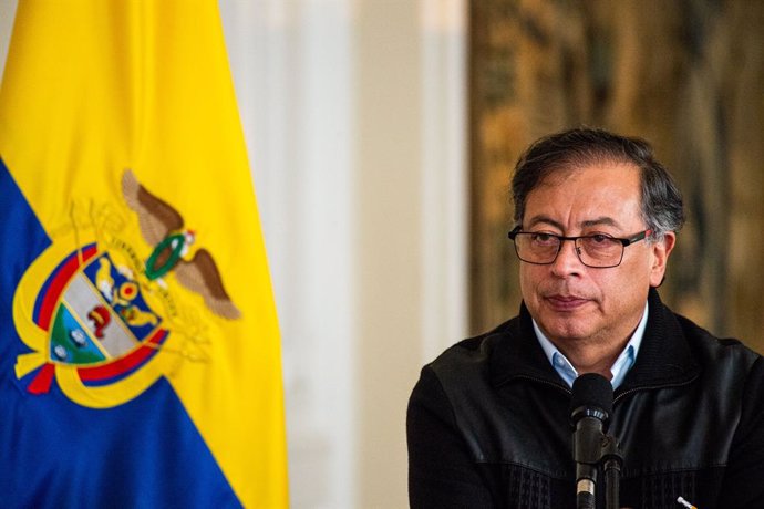Archivo - October 2, 2023, Bogota, Cundinamarca, Colombia: Colombian president Gustavo Petro takes part during an event where Admiral Jose Prudencio Padilla receives postumous promotion to Grand Admiral of the Nation, by the Colombian government on Octobe