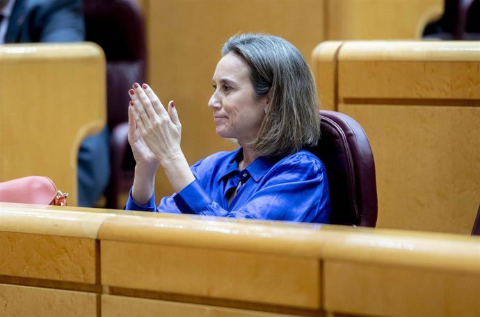 La secretaria general del Partido Popular, Cuca Gamarra, durante una sesión plenaria en el Senado, a 25 de enero de 2024, en Madrid (España). La reforma del artículo 49 de la Constitución, referido a las personas con discapacidad, concluye hoy su tramit