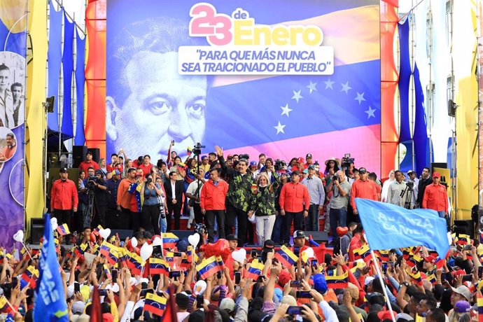 El presidente de Venezuela, Nicolás Maduro, durante una concentración chavista en Caracas
