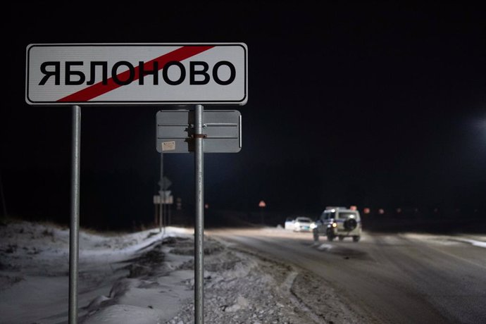 BELGOROD, Jan. 25, 2024  -- Police vehicles are seen on duty near the crash site of a military transport aircraft in Russian border city of Belgorod, Jan. 25, 2024.   The Russian Defense Ministry confirmed Wednesday that Ukraine launched two missiles at t