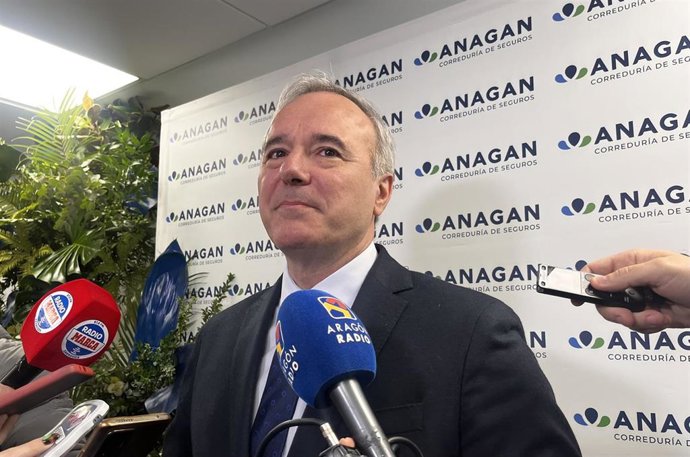 Presidente de Aragón, Jorge Azcón, en las nuevas oficinas de Anagan