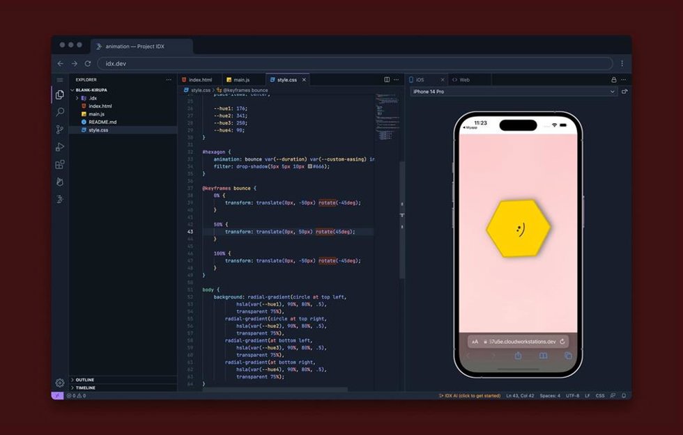 Interfaz del simulador de iOS
