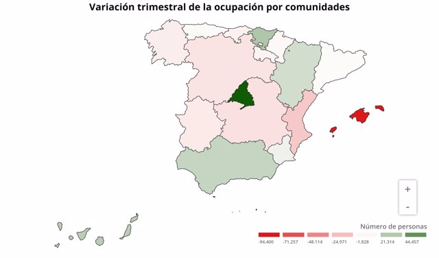 Evolución de la ocupación por comunidades