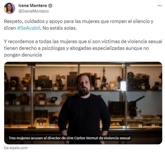 Tuit de Irene Montero