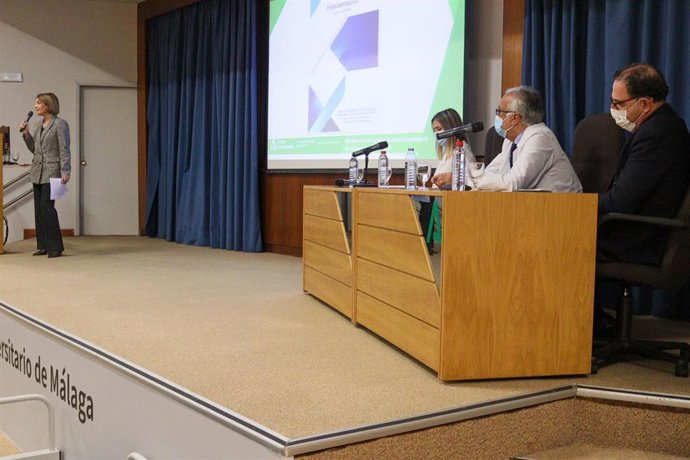 La directora gerente del SAS, Valle García, en una reunión de Alta Frecuentación del Hospital Regional Universitario de Málaga.