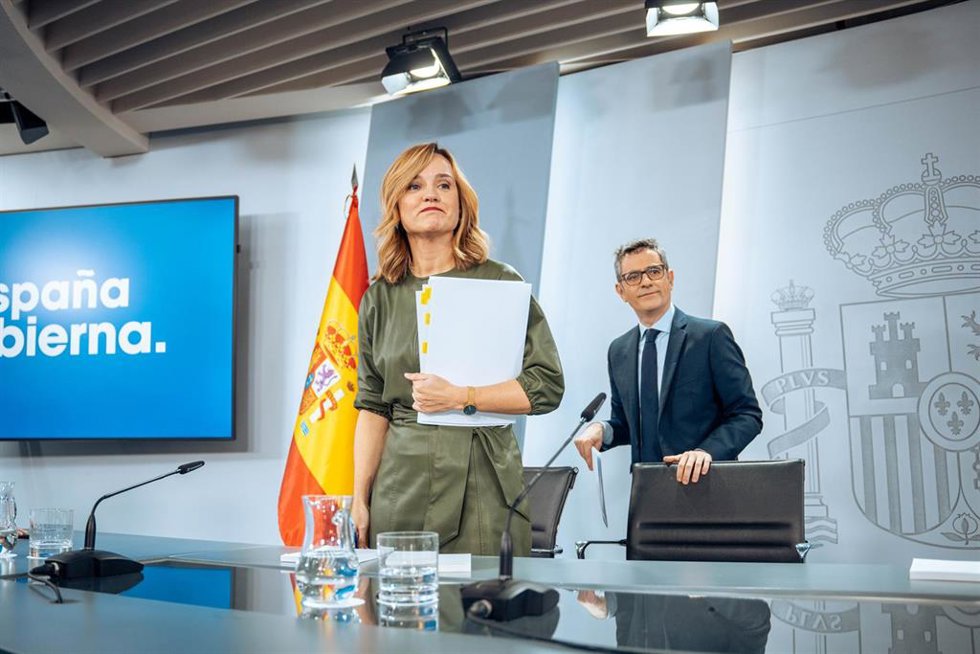 Archivo - La ministra Portavoz y ministra de Educación, Formación Profesional y Deporte, Pilar Alegría y el ministro de la Presidencia, Relaciones con las Cortes y Justicia, Félix Bolaños.