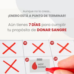 Gráfico elaborado por @donasangreCYL para llamar a la donación de sangre antes de que acabe el mes de enero