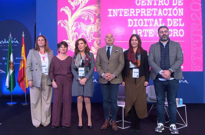 La consejera de Empleo, Rocío Blanco, en la presentación del Centro de Interpretación Digital de Arte Sacro de Sevilla en Fitur 2024.