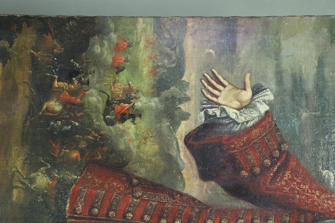 El IVCR+i halla imágenes e inscripciones ocultas durante la restauración del retrato de Felipe V boca abajo de Xtiva