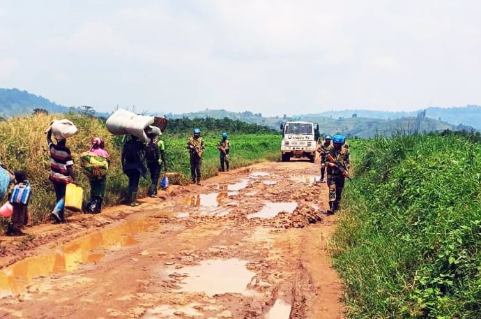 Corredor de evacuación de la MONUSCO en Mweso (RDC)