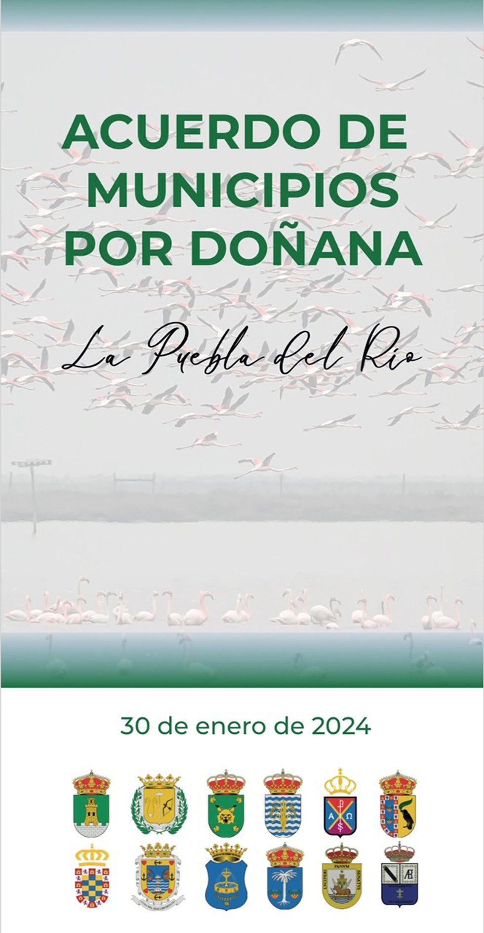 Cartel anunciador del acuerdo al que han llegado doce localidades del área de influencia de Doñana.