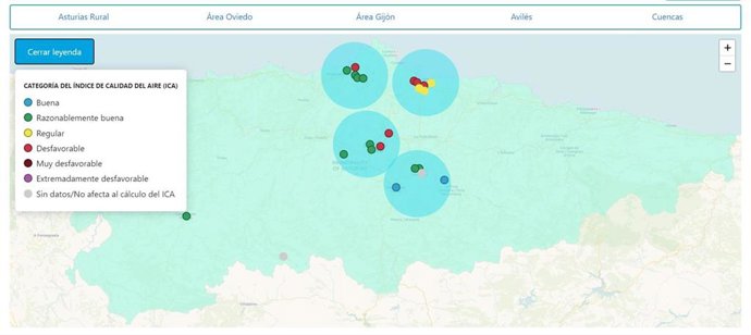 Infografía sobre niveles de control de la calidad del aire