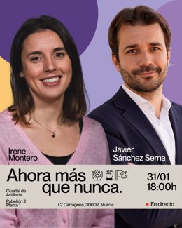 Cartel del acto en el que participará Irene Montero en Murcia