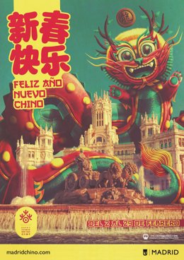Juan Carlos Paz (Bakea) continúa la serie de animales del zodíaco chino con un dragón que representa la estrecha relación entre la ciudad y la comunidad china     El cartel del Ayuntamiento de Madrid da la bienvenida al dragón del Año Nuevo chino