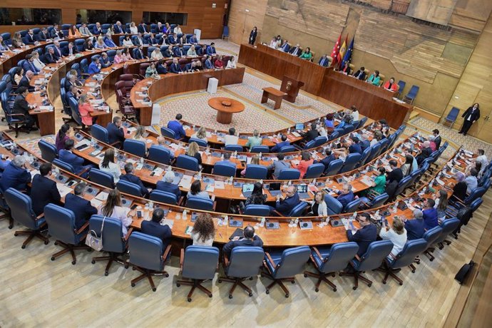 Archivo - Vista del hemiciclo durante una plenaria de comienzo de la XIII Legislatura en la Comunidad de Madrid