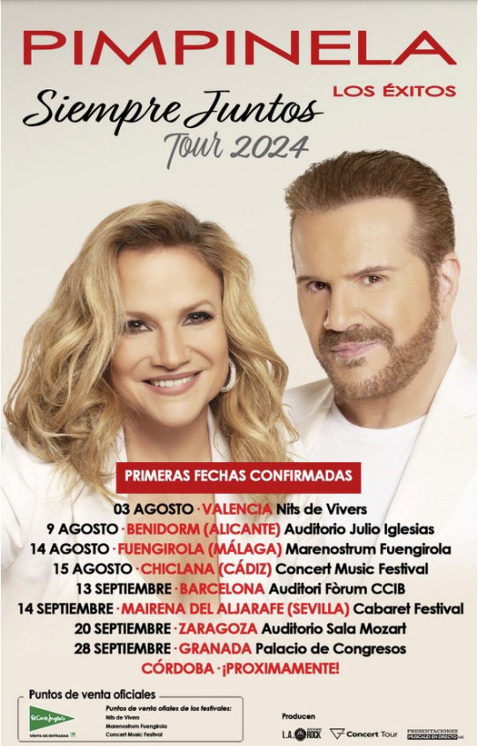 Cartel de la gira española de Pimpinela en verano de 2024