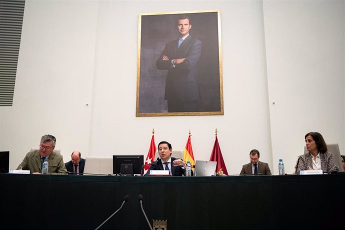 El presidente del Pleno de Cibeles, Borja Fanjul, durante un pleno en el Ayuntamiento de Madrid 