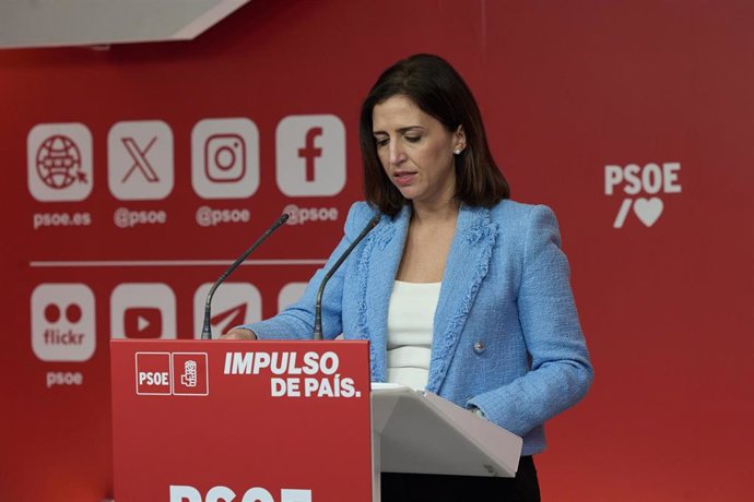 La portavoz del PSOE, Esther Peña, en la sede del PSOE en Ferraz, a 22 de enero de 2024, en Madrid (España). 