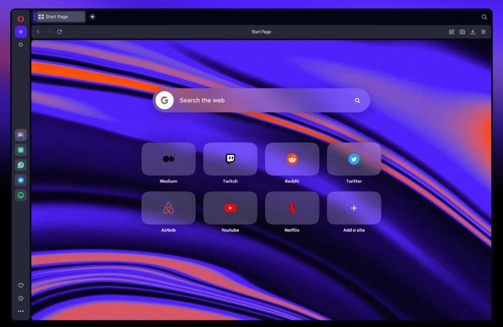 Interfaz web del navegador con IA generativa Opera One