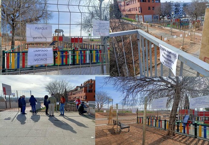 Vecinos del Campo de la Verdad protestan frente al abandono de la rehabilitación del Paseo San de Julián.