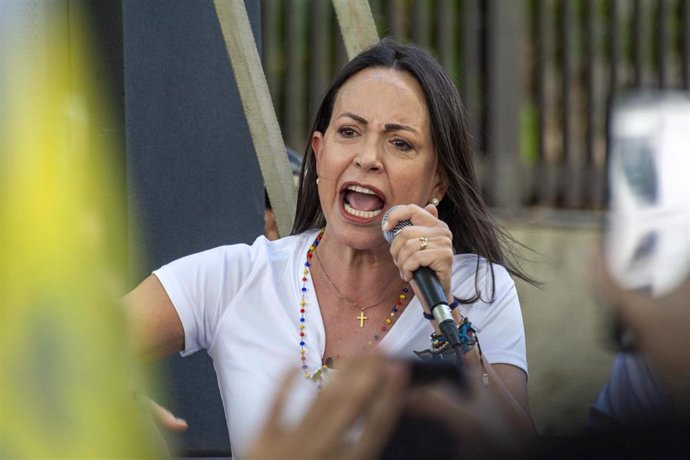 La candidata presidencial opositora venezonala María Corina Machado