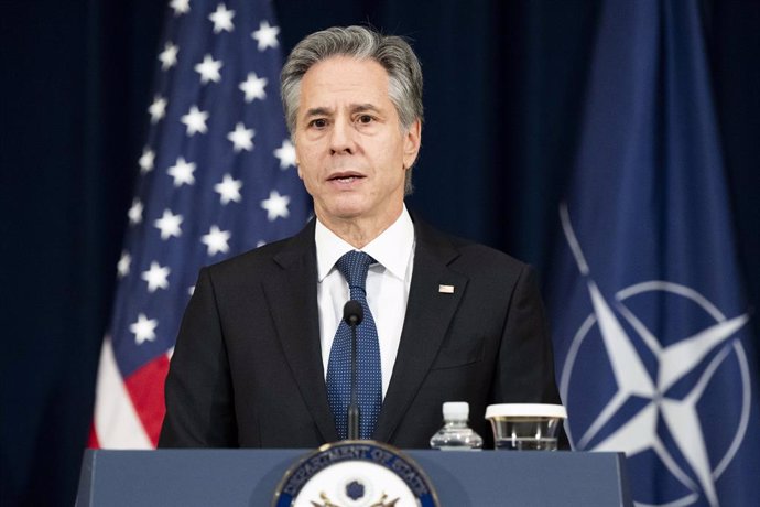 January 29, 2024, Washington, District Of Columbia, USA: U.S. Secretary of State ANTONY BLINKEN speaking at a NATO / U.S. press conference at the U.S. State Department in Washington, DC.