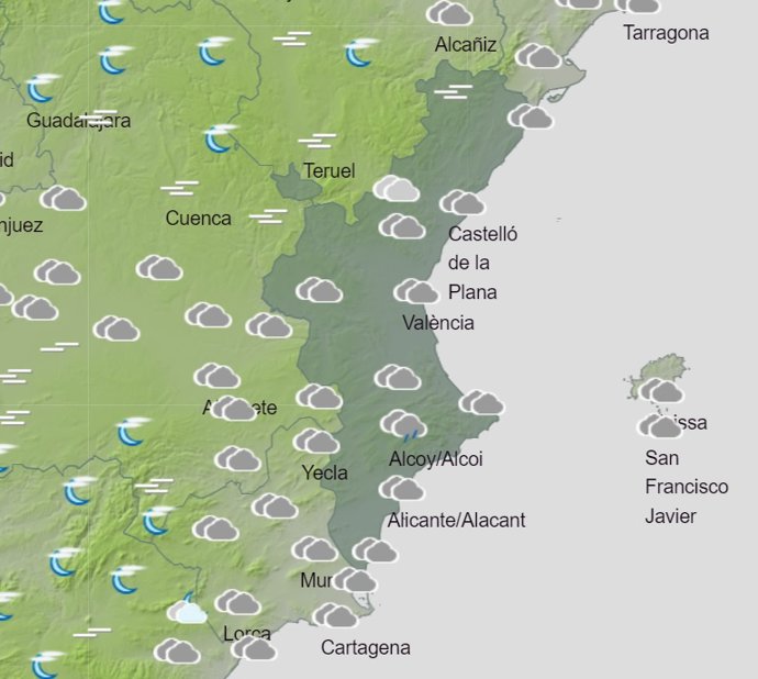Tiempo hoy en la Comunitat