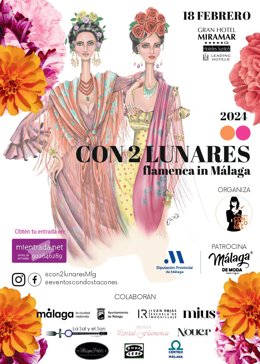 Cartel de la pasarela de moda flamenca 'Con dos lunares', que cuenta con el patrocinio de Málaga de Moda, la marca promocional de de la moda y el sector textil malagueño de la Diputación.