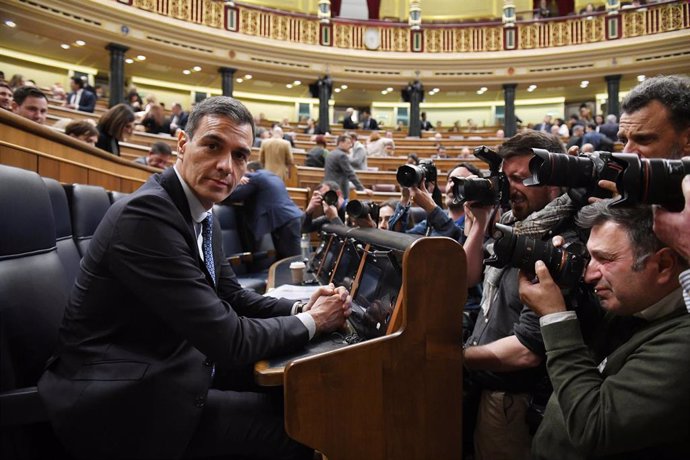 El presidente del Gobierno, Pedro Sánchez, durante una sesión plenaria, en el Congreso de los Diputados