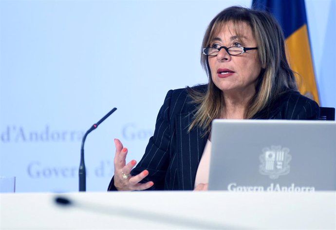 La ministra de Presidència d'Andorra, Conxita Marsol, en roda de premsa