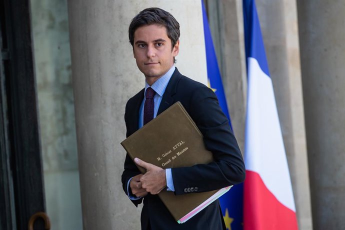 PARIS, Jan. 9, 2024  -- This file photo taken on July 7, 2020 shows Gabriel Attal at the Elysee Palace in Paris, France. French President Emmanuel Macron on Tuesday appointed Gabriel Attal as prime minister following the resignation of former head of go