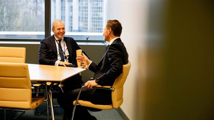 El presidente del Gobierno de Aragón, Jorge Azcón, en el Parlamento Europeo.