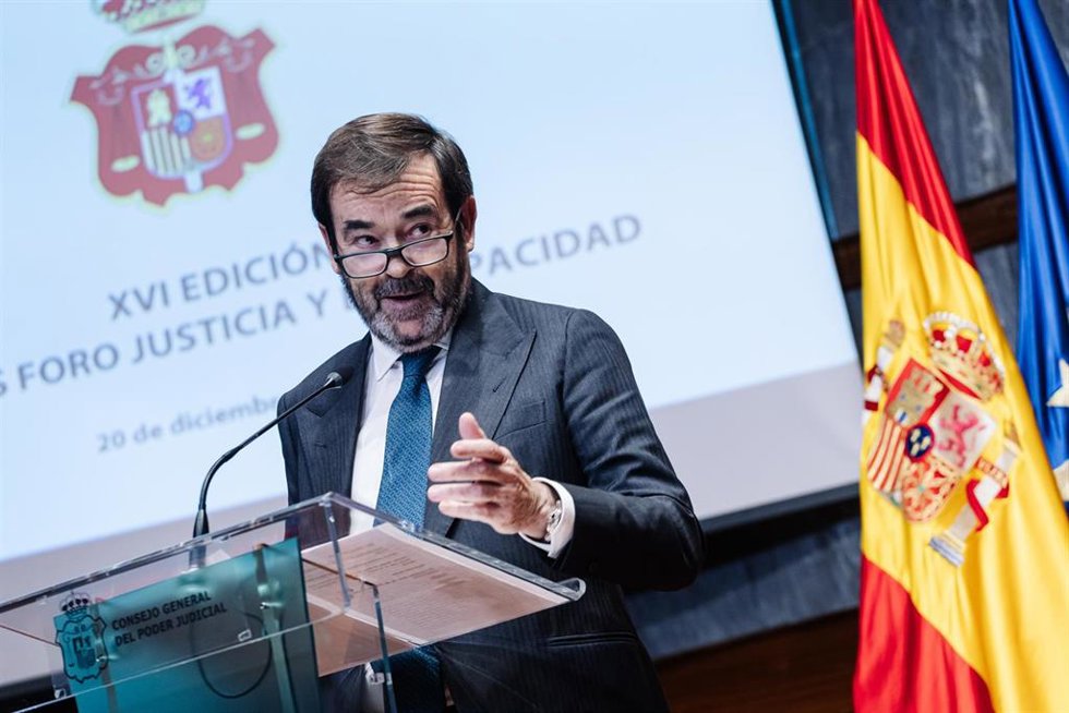 Archivo - El presidente interino del Consejo General del Poder Judicial (CGPJ), Vicente Guilarte, interviene durante el acto de entrega de los XVI premios anuales del Foro Justicia y Discapacidad.