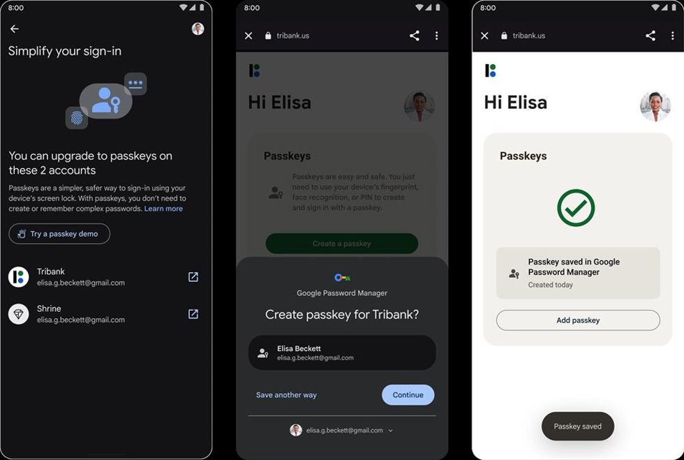Nueva función de claves de acceso en los 'smartphones' Google Pixel.