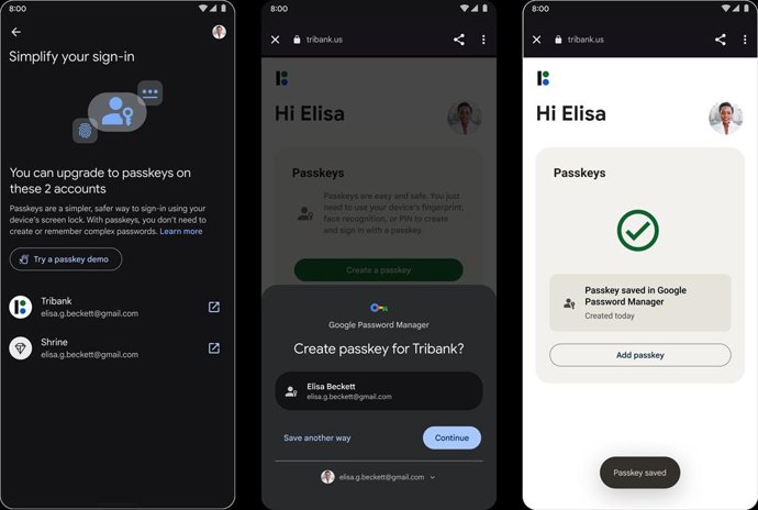 Nueva función de claves de acceso en los 'smartphones' Google Pixel.