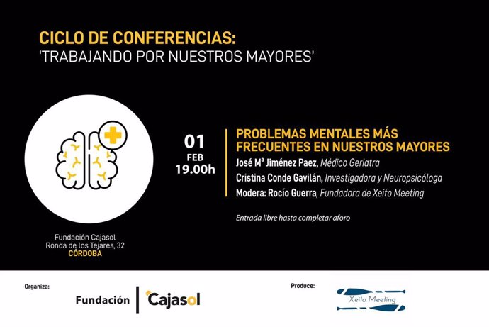 Imagen promocional de la primera conferencia del ciclo que ofrecerá la Fundación Cajasol en su sede de Córdoba sobre la salud mental de los mayores.