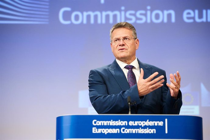 Archivo - HANDOUT - 06 October 2023, Belgium, Brussels: Vice-President of the European Commission Maros Sefcovic speaks during a press conference on EU joint gas purchases. Photo: Claudio Centonze/European Commission/dpa - ATTENTION: editorial use only an