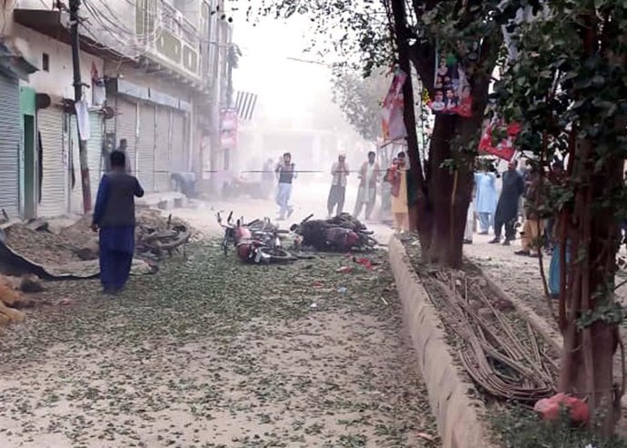 Imagen de la explosión ocurrida en un mitin del partido Pakistan Tehrik e Insaf (PTI) en Sibi el martes 30 de enero de 2024