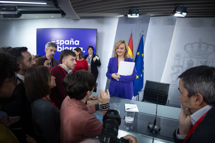 La ministra de Educación, Formación Profesional y Deporte, Pilar Alegría, durante una rueda de prensa posterior a la reunión del Consejo de Ministros