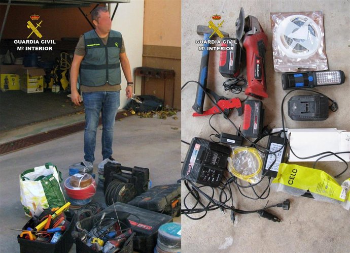 Imagen de los efectos recuperados por la Guardia Civil en la operación