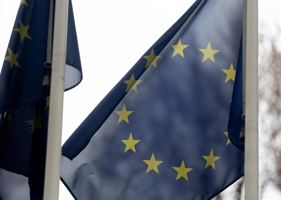 Una bandera de la Unión Europea.