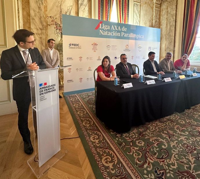 Aymeric Chuzeville, Ministro Consejero de la Embajada de Francia en España, durante su intervención en la entrega de premios de la Liga AXA 2023