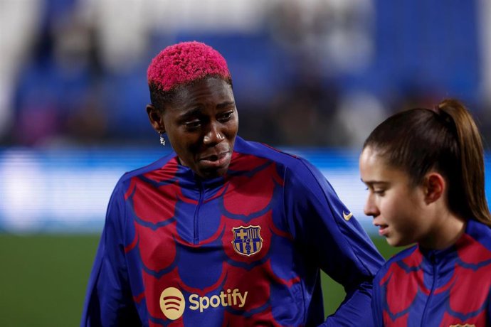 Asisat Oshoala of FC Barcelona looks on during the Spanish SuperCup 24, Supercopa de Espana, Final, women football match played between FC Barcelona Femenino v Levante UD at Estadio de Butarque on January 20, 2024 in Leganes, Madrid, Spain.