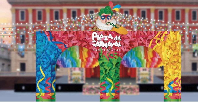 Recreación de la portada de la plaza del Carnaval de San Fernando.