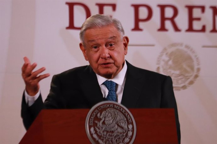 January 31, 2024, Mexico City, Mexico: Mexican President Andres Manuel Lopez Obrador is speaking during the briefing conference in front of reporters at the National Palace in Mexico City, Mexico, on January 31, 2024.
